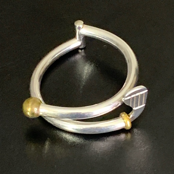 VTG 925 Sterling Silver Golf Club Bracelet Gold Plated Ball Bangle Mexico.Unisex - Picture 11 of 13
